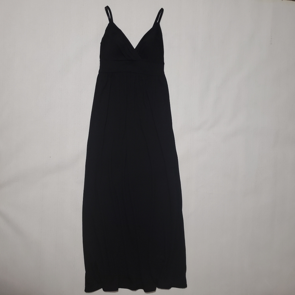 Long, Black, Spaghetti-Strap, Maxi Sun Dress